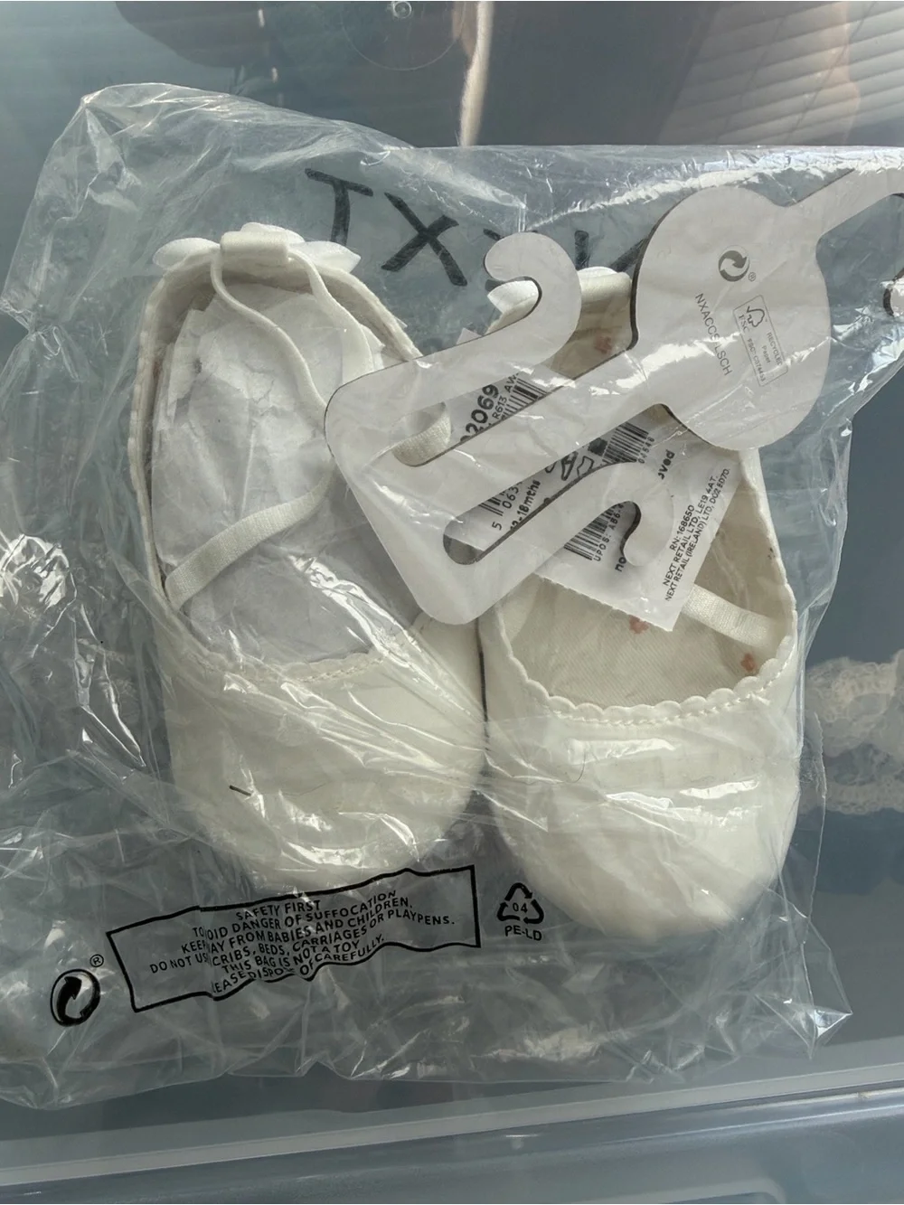 next White Baby Crisscross Bow Mary Jane Shoes